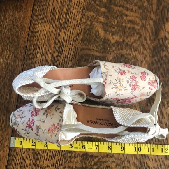 Andre Asous Woven Natural Floral Design Canvas Espadrille Shoes NWOT - Picture 13 of 16